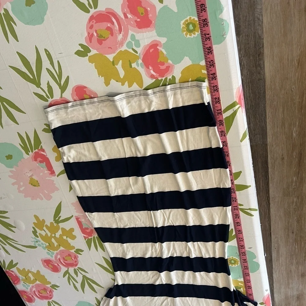 Three Dots South Hampton Striped Dress Small Navy Blue And White Striped